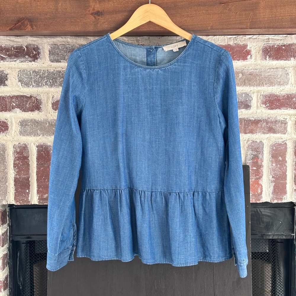 LOFT flirty denim blouse